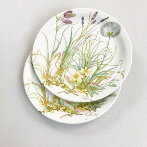 PILLIVUYT France Molling Porcelain Virginie Side Plates Set Of 2 7.75" Botanical